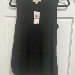 Michael Kors Black Tiered Sleeveless Tank Top